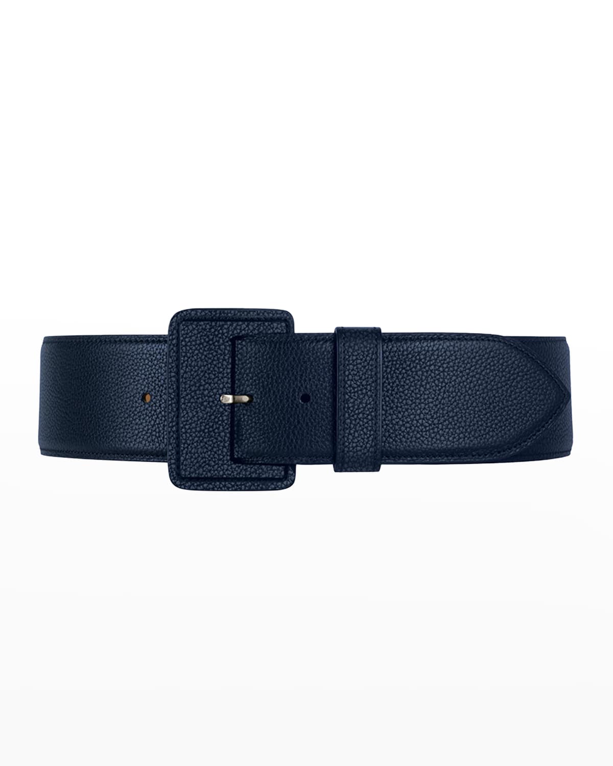 La Merveilleuse Large Pebbled Leather Belt with Covered Buckle