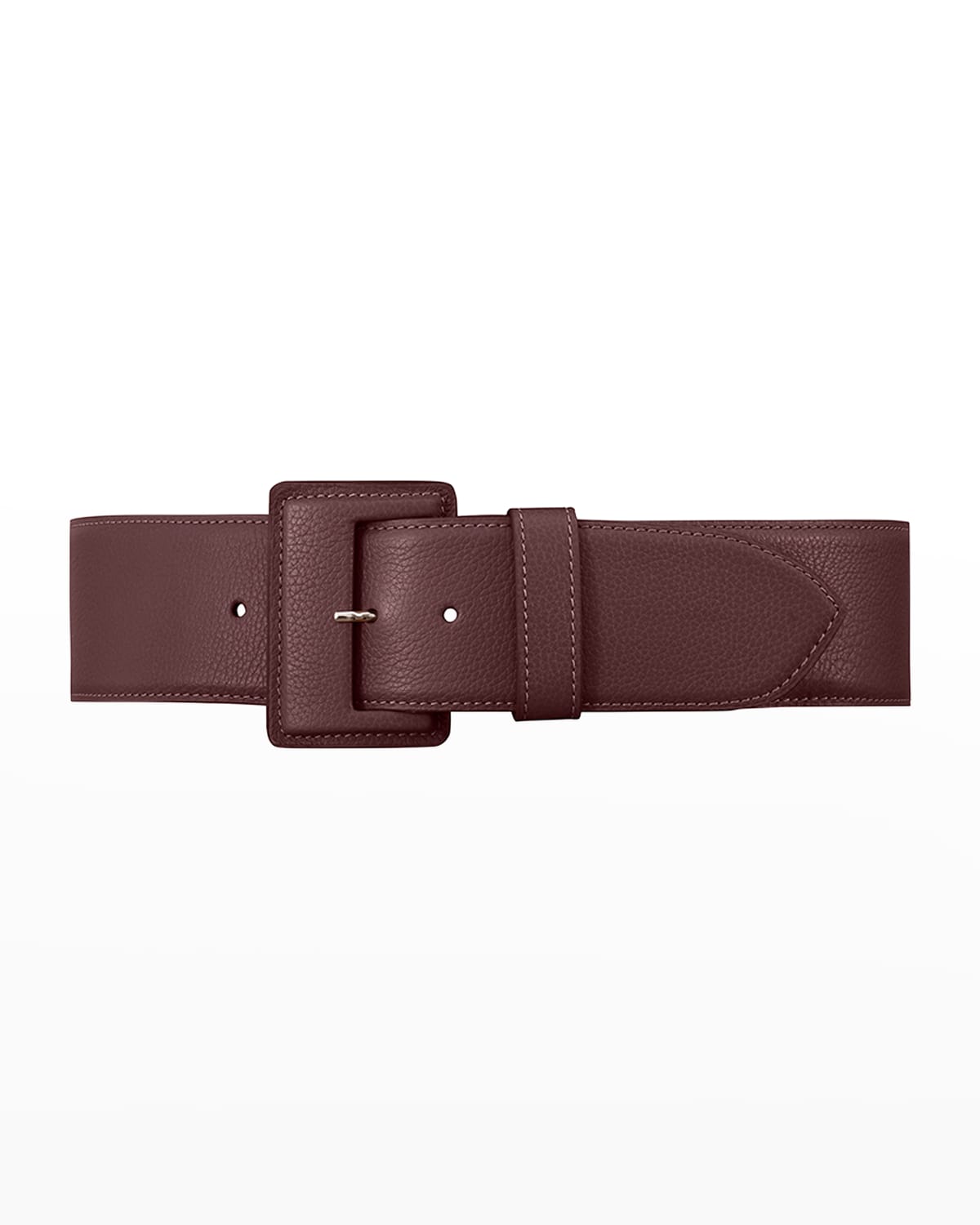 Shop Vaincourt Paris La Merveilleuse Large Pebbled Leather Belt With Covered Buckle In Bordeaux/purple Cherry