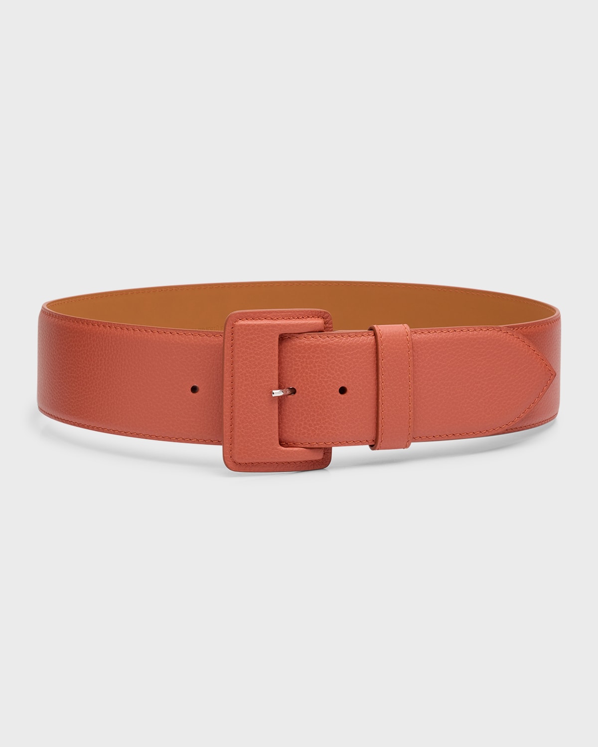 La Merveilleuse Large Pebbled Leather Belt with Covered Buckle