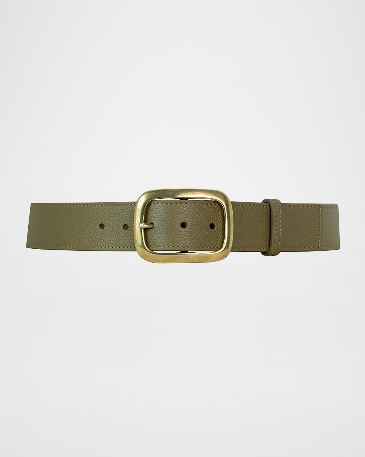 Vaincourt Paris La Captivante Pebbled Leather Belt In Kaki