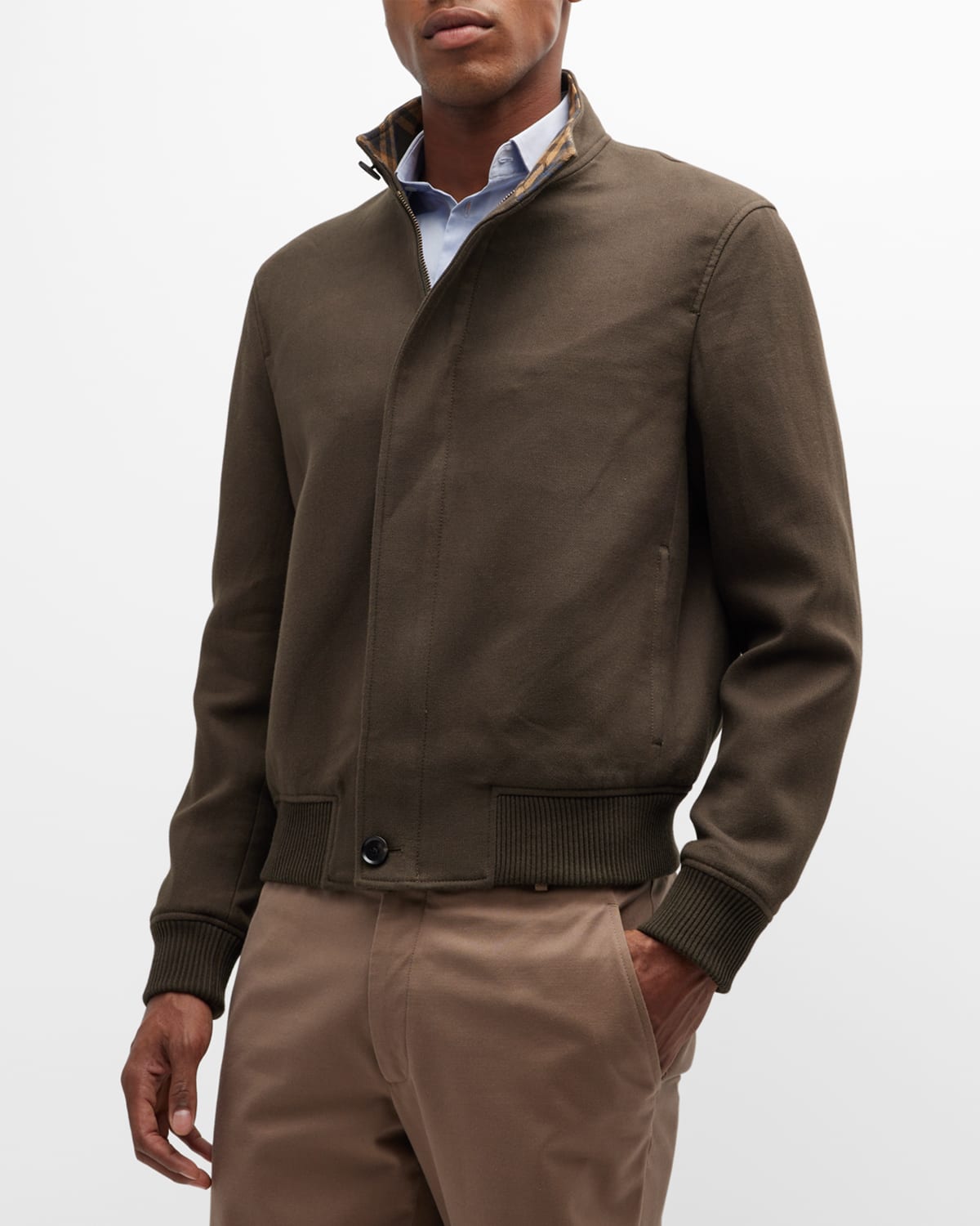 Rodd & Gunn Cambrian Twill Bomber Jacket In Olive