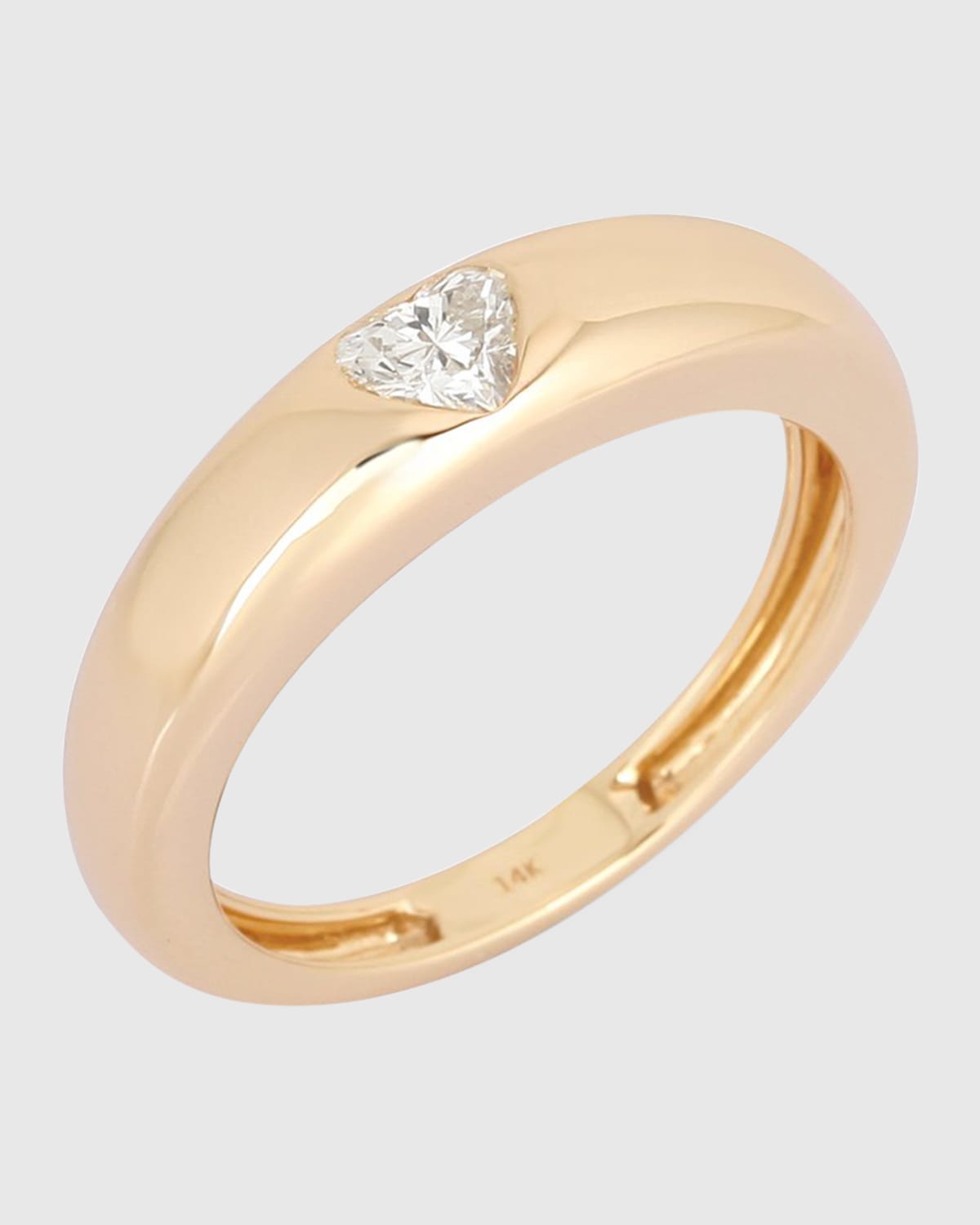 Heart Diamond Ring in 14k Yellow Gold, Size 7