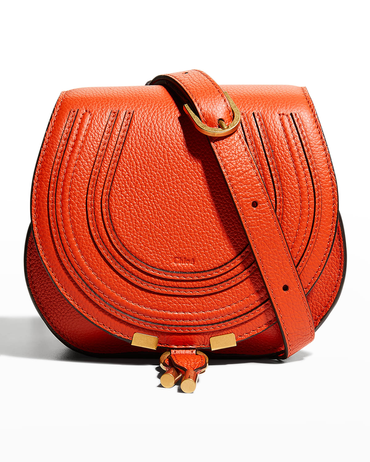 Chloé Marcie Small Saddle Crossbody Bag In Rusted Orange