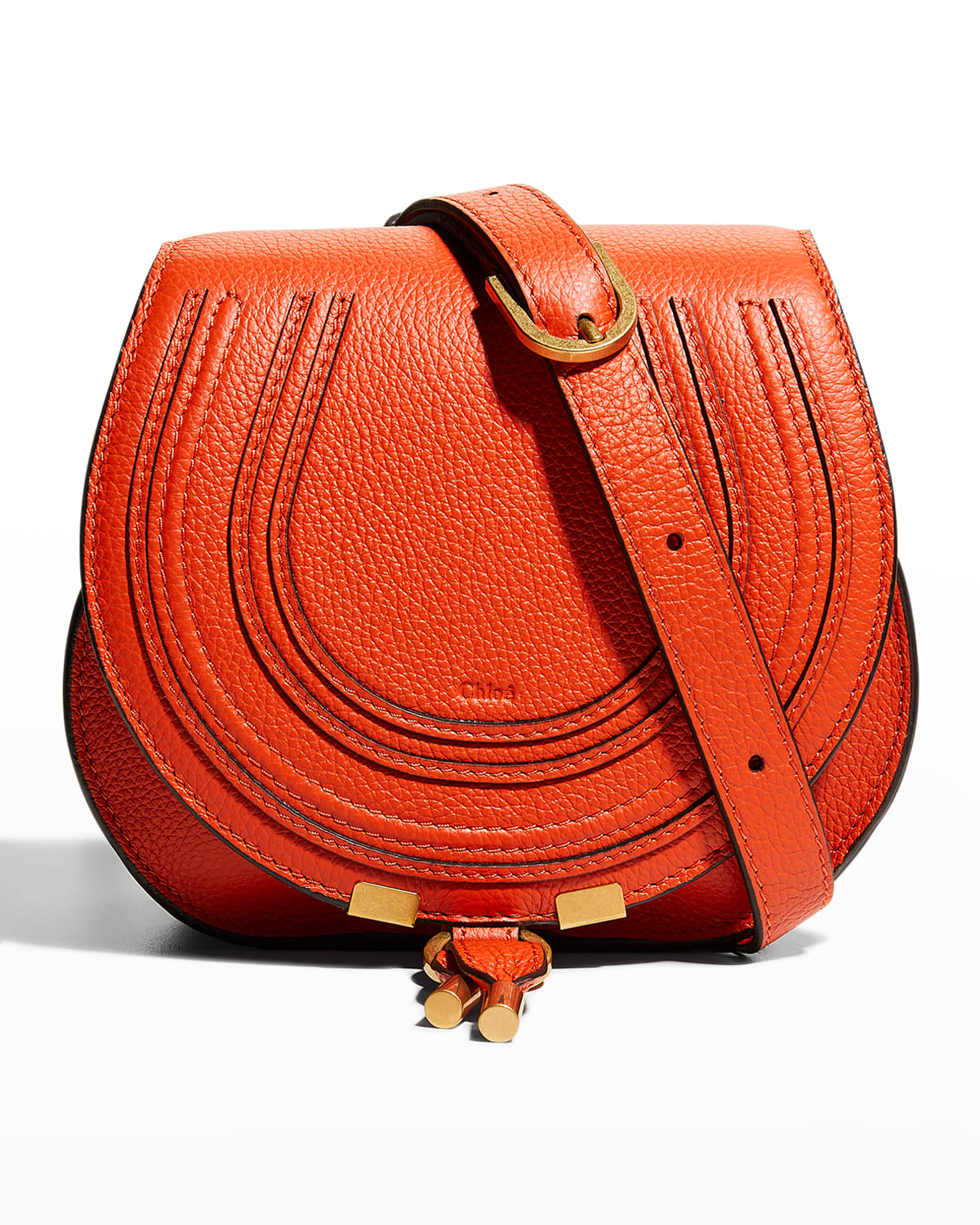 CHLOE Marcie Leather Crossbody Bag Orange