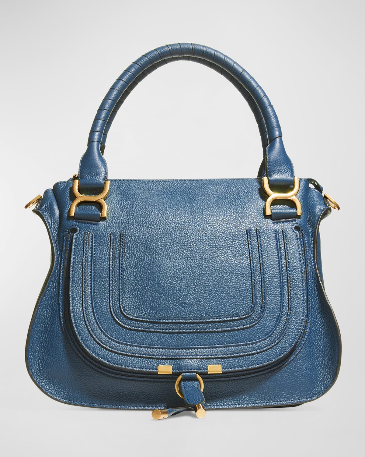 Chloé Marcie Medium Satchel Bag In Navy