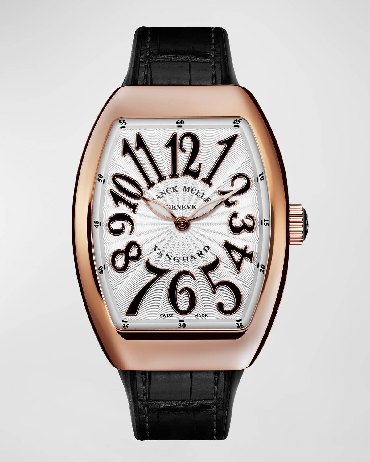 Franck Muller 18k Rose Gold Lady Vanguard Watch With Black Strap