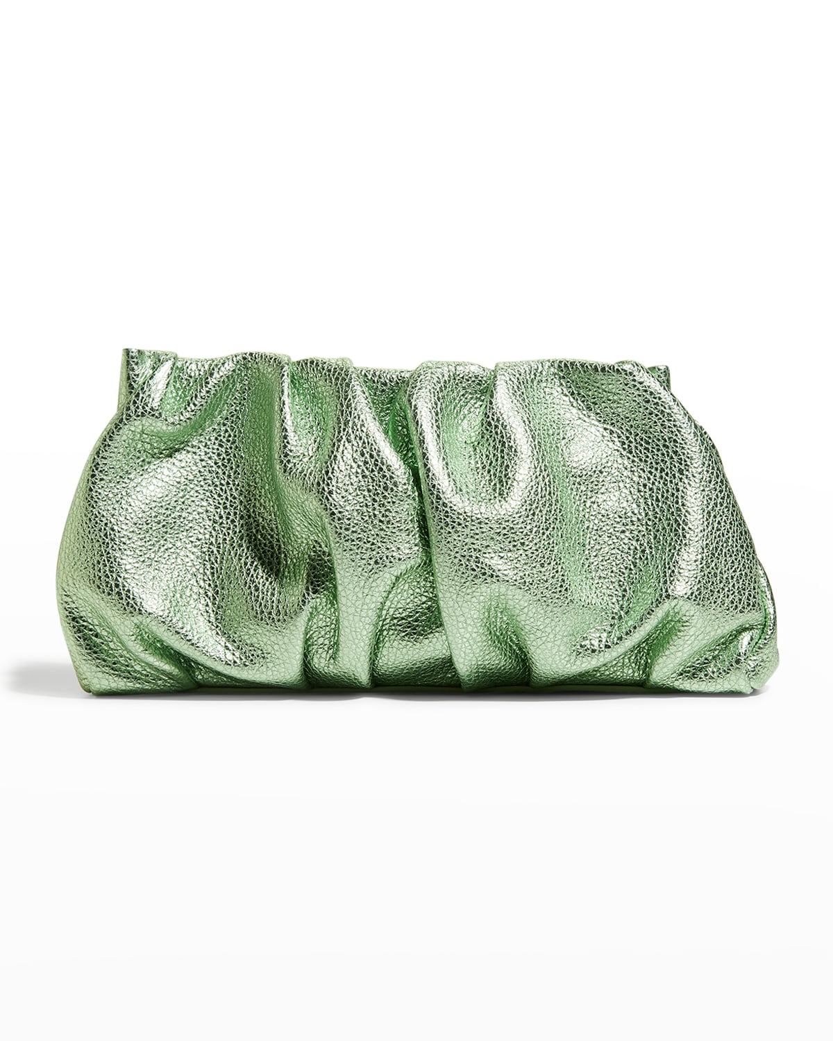 Elleme Vague Pleated Metallic Shoulder Bag In Green