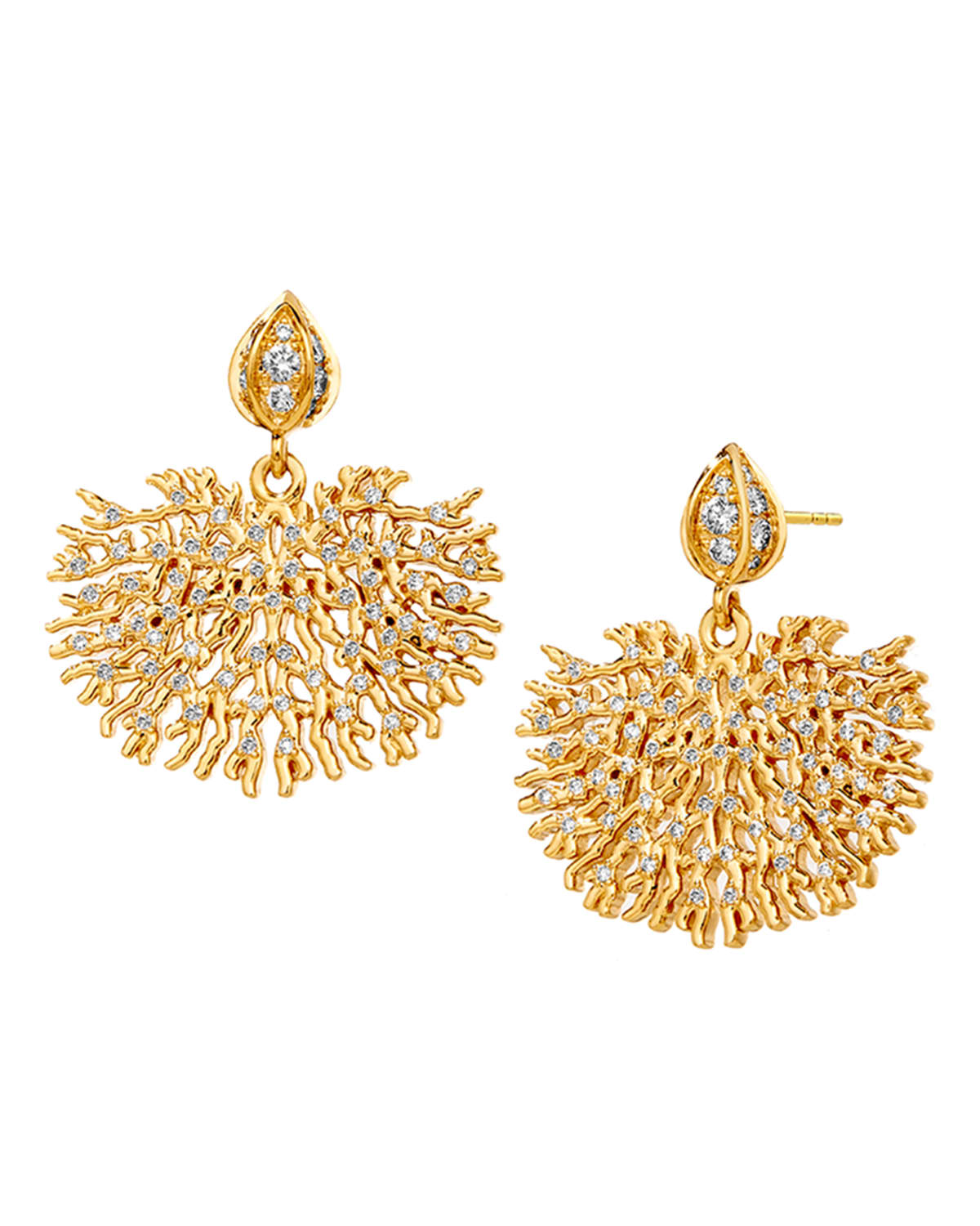 Syna Coral Reef Earrings With Champagne Diamonds