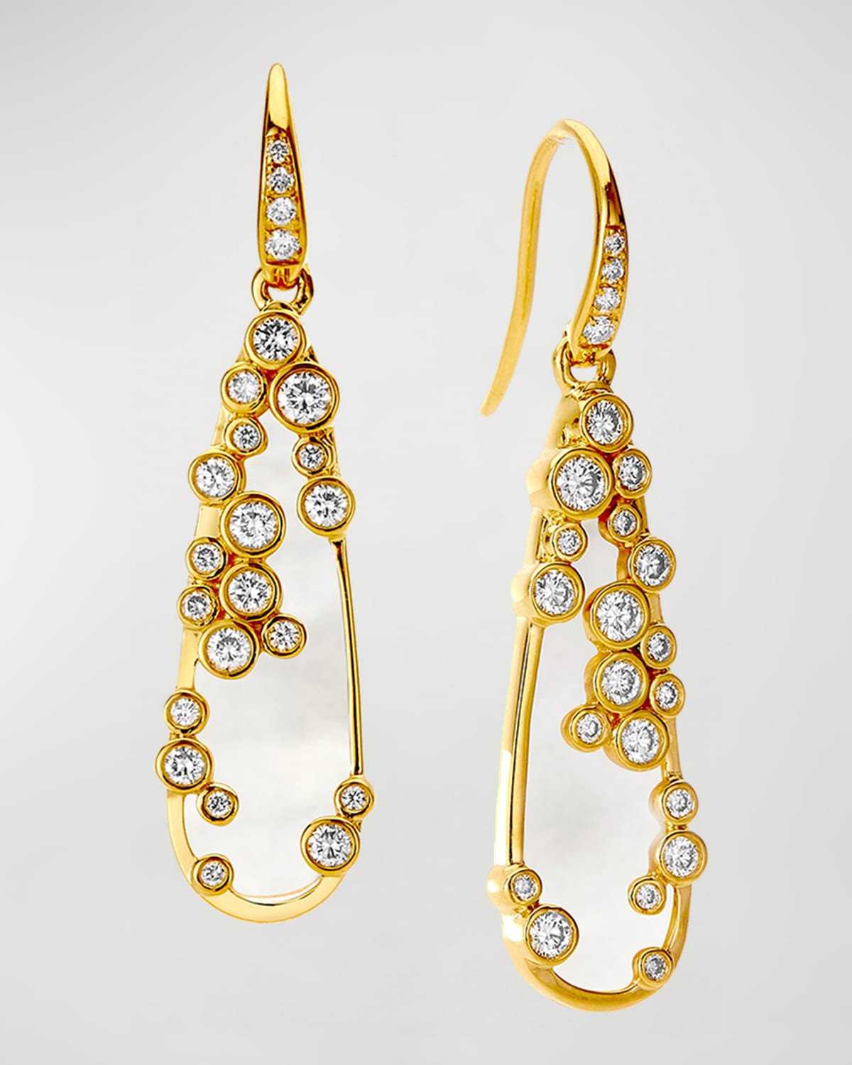 Syna Cosmic Mother Of Pearl Teardrop Earrings with Champagne Diamonds