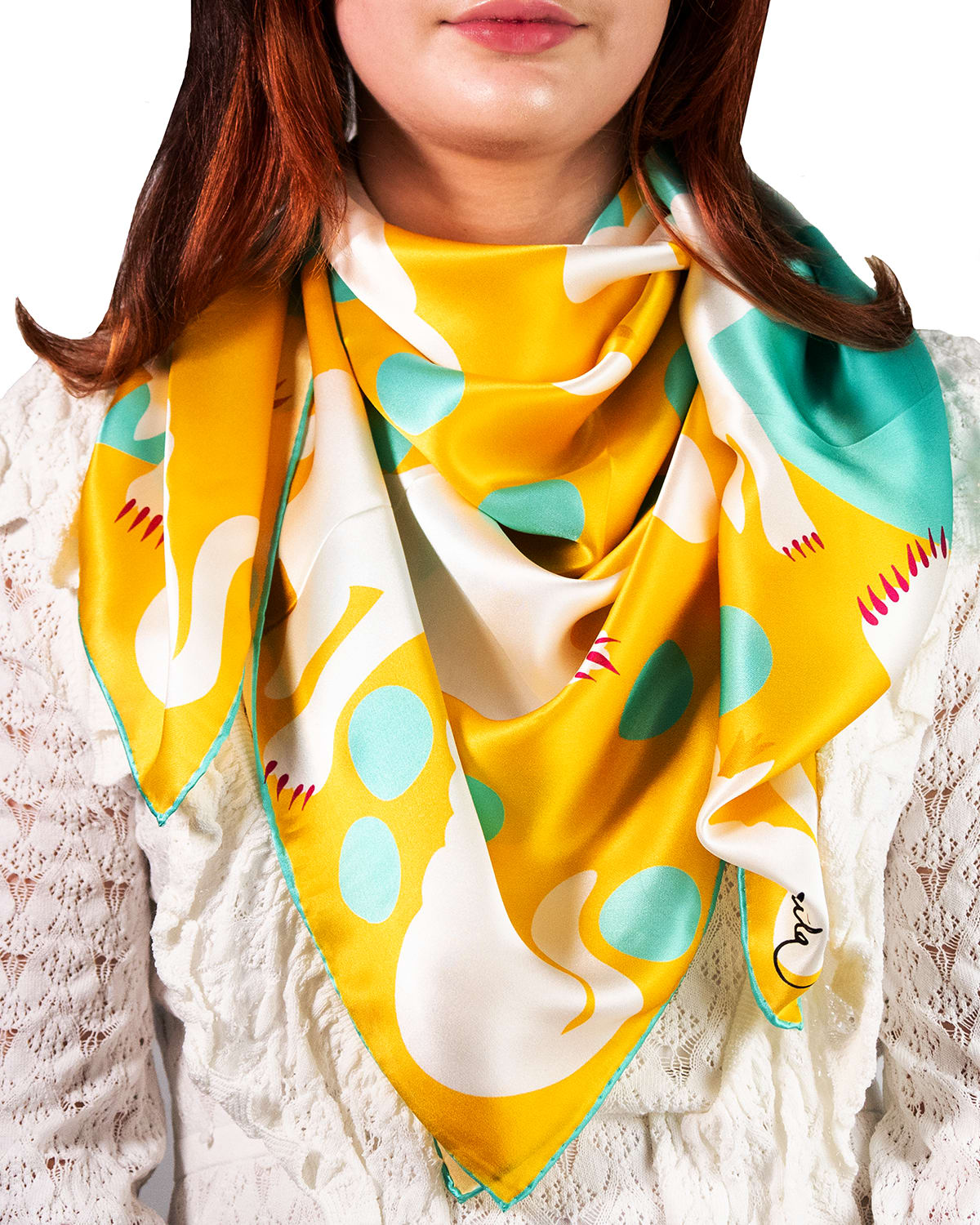 Mila & Such Cat-Print Large Square Silk Scarf