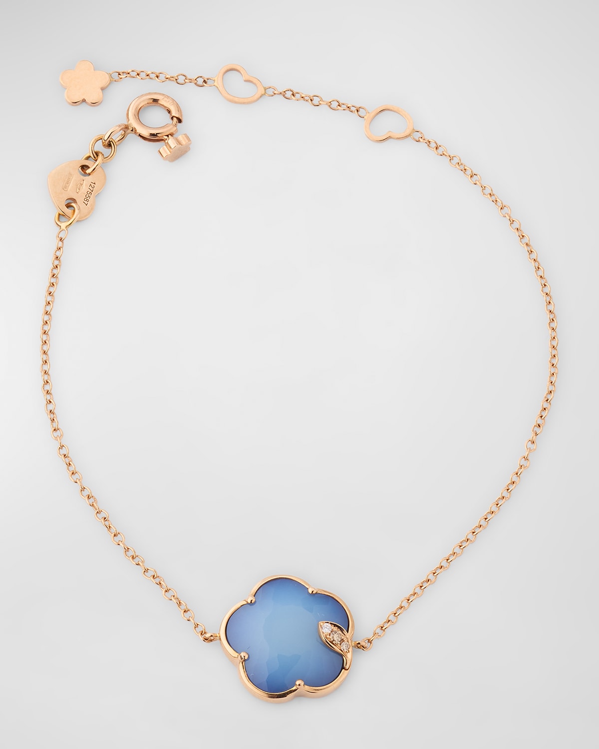 Pasquale Bruni 18k Rose Gold Lapis/White Agate Doublet Floral Bracelet with Diamonds