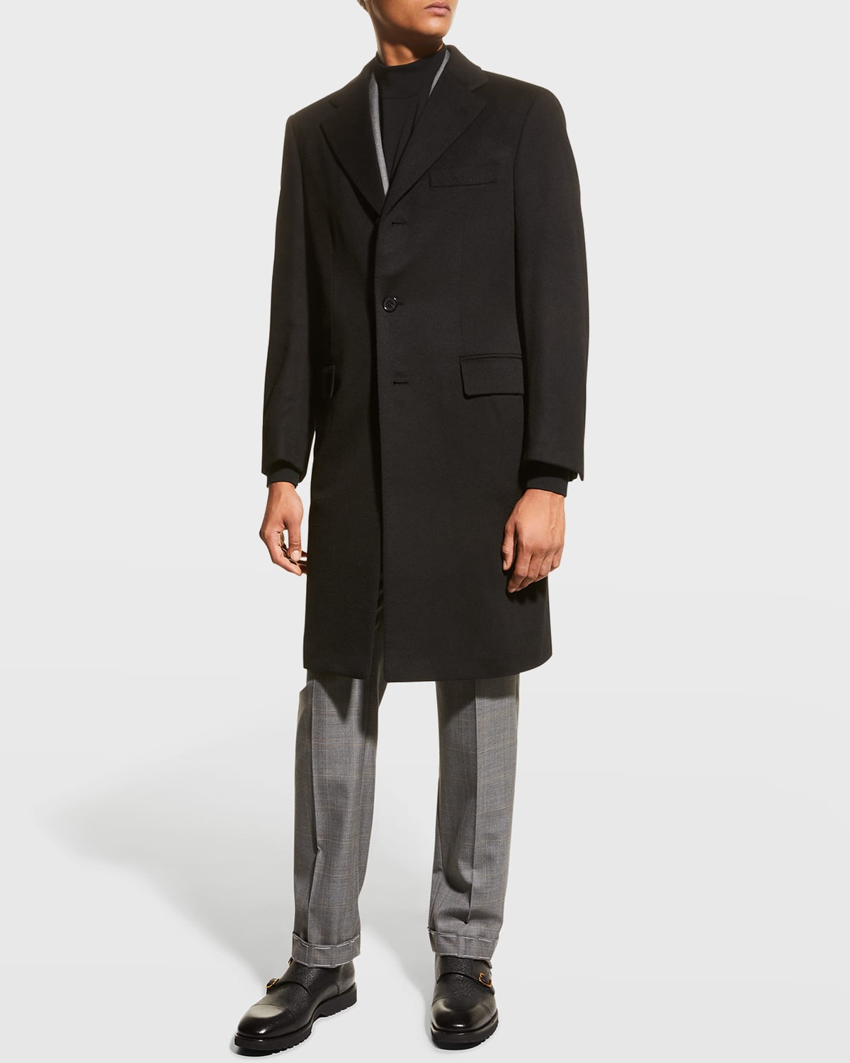 Shop Brioni Men's Solid Cashmere Topcoat In Black