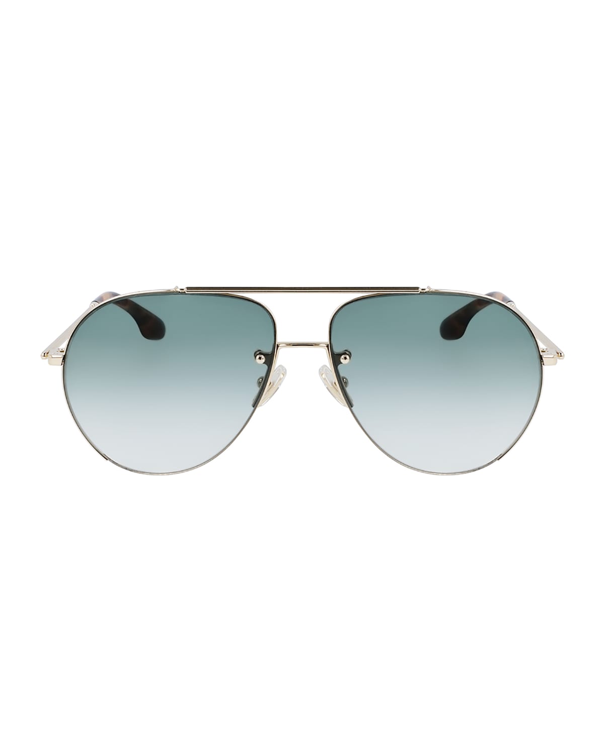 Shop Victoria Beckham V-star Metal Aviator Sunglasses In Gold / Khaki