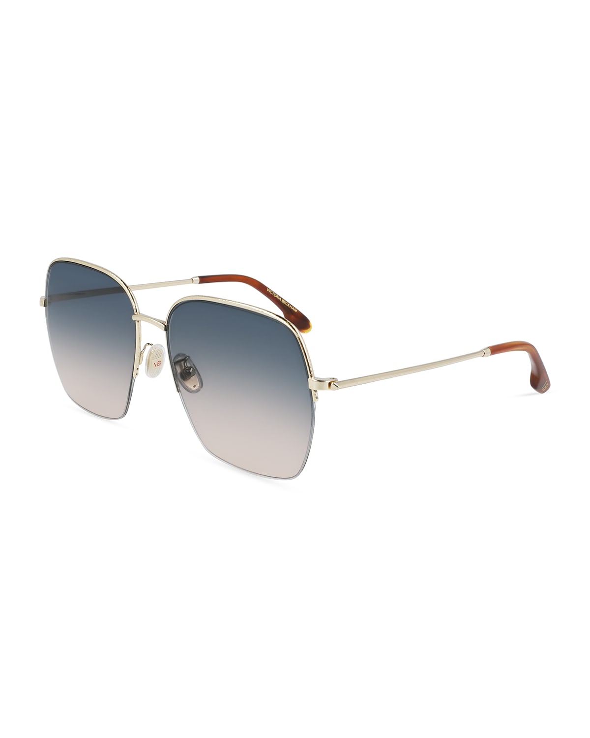 Victoria Beckham Hammered Oversized Square Metal Sunglasses In Gold/petrol/sand