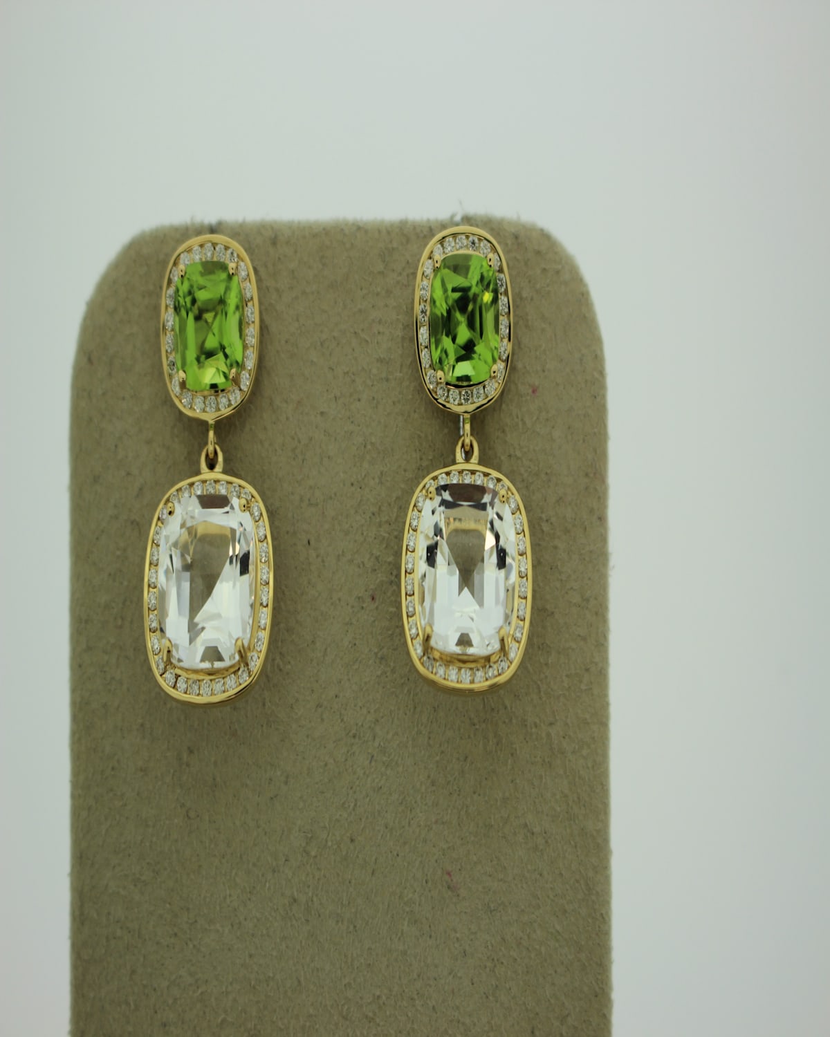Syna 18k Multi-stone Cushion-drop Earrings With Diamonds In Green