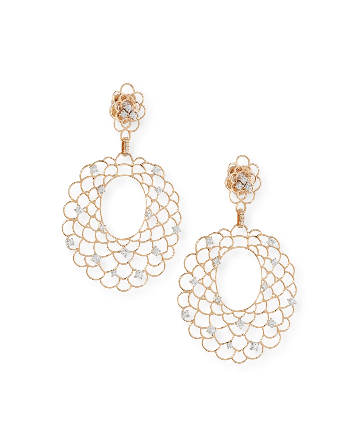Moresca Chandelier Earrings with Diamonds in 18K Rose Gold
