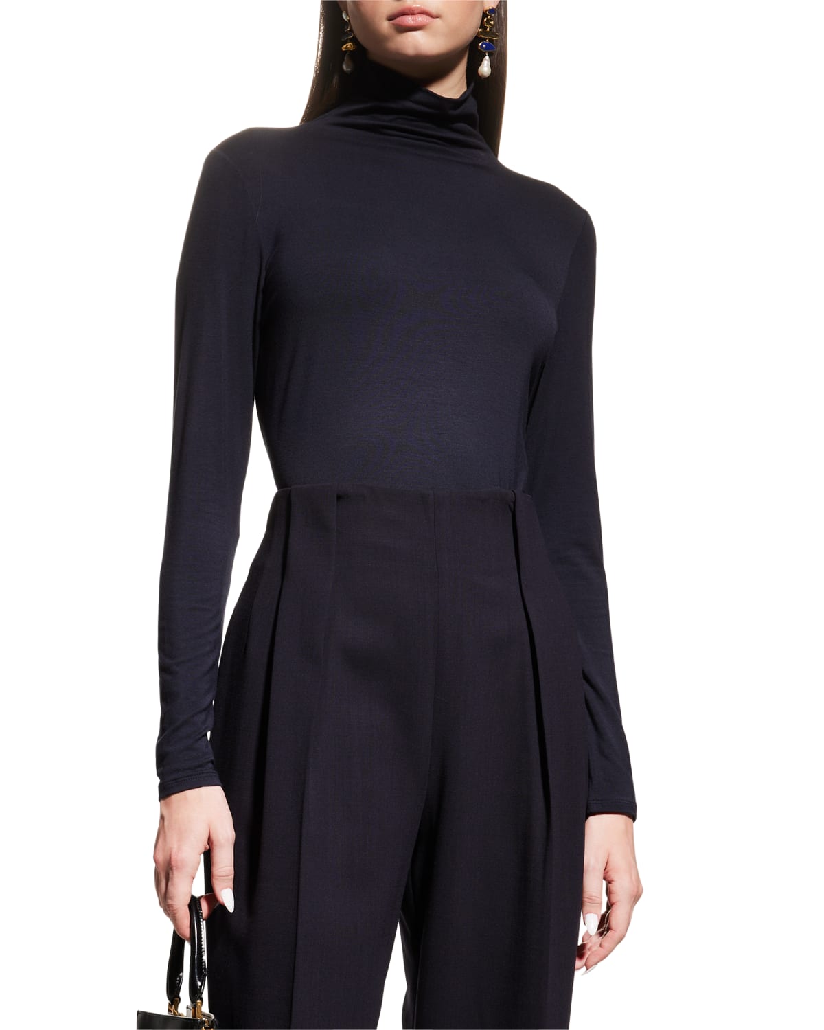 Lafayette 148 Cashmere Turtleneck Sweater In Navy