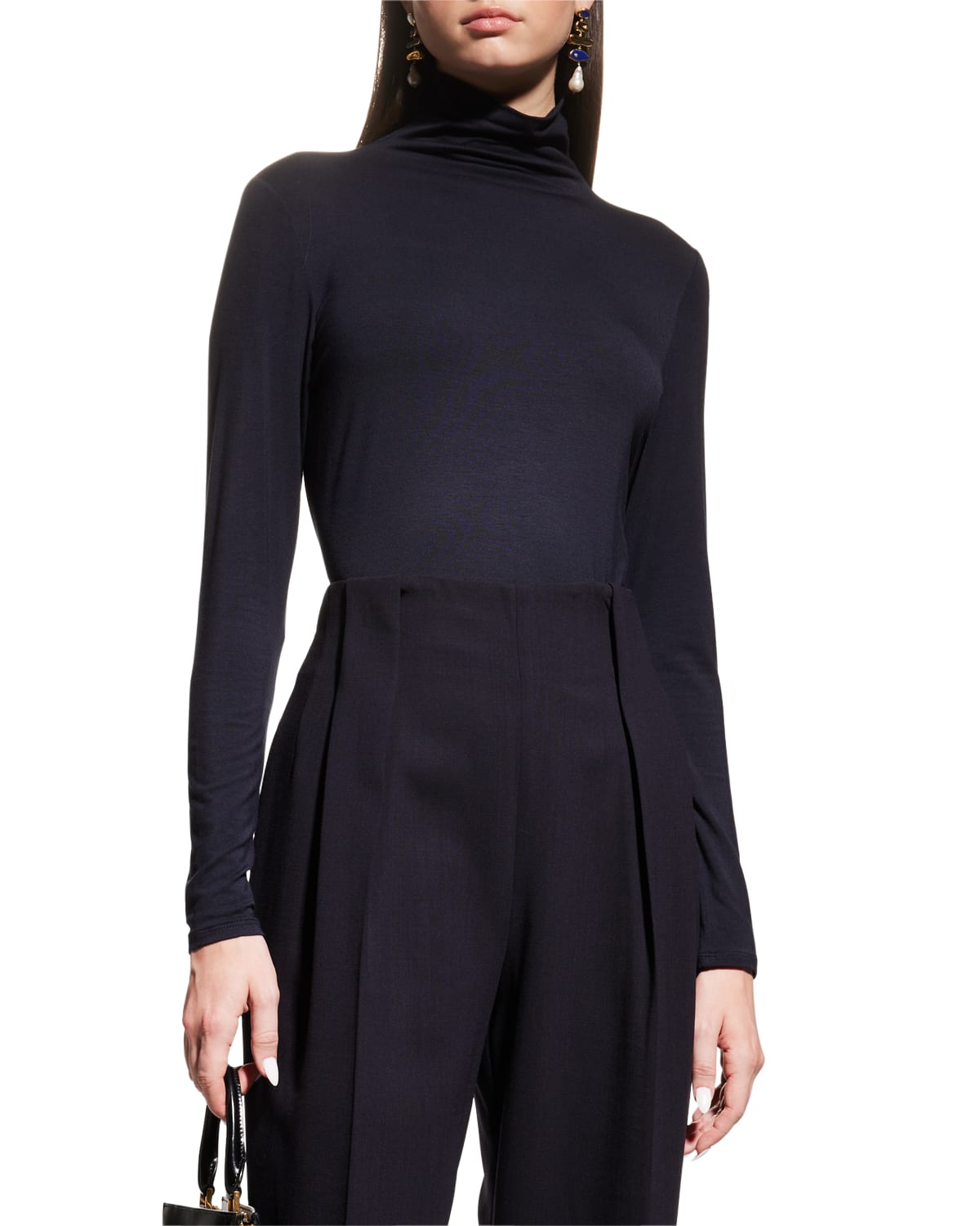 LAFAYETTE 148 VEDA JERSEY TURTLENECK TOP