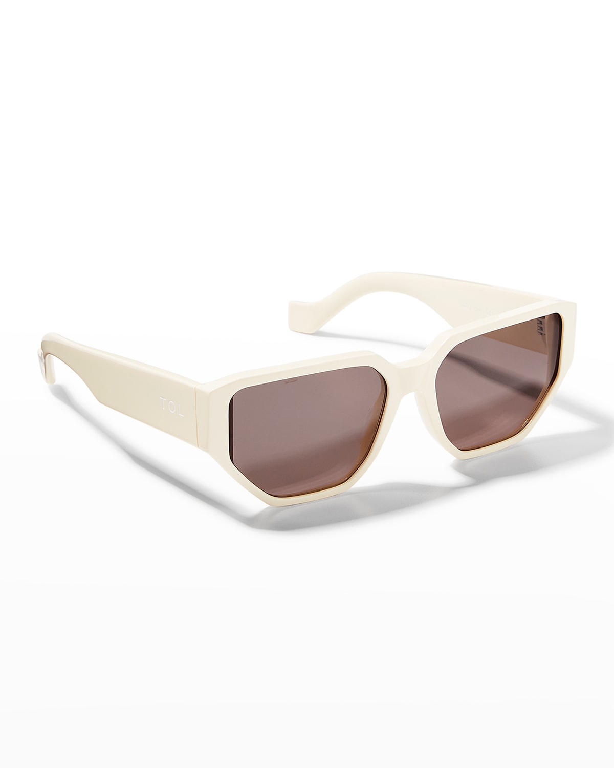 Shop Tol Eyewear In A Corner Rectangle Acetate Sunglasses In Meringue