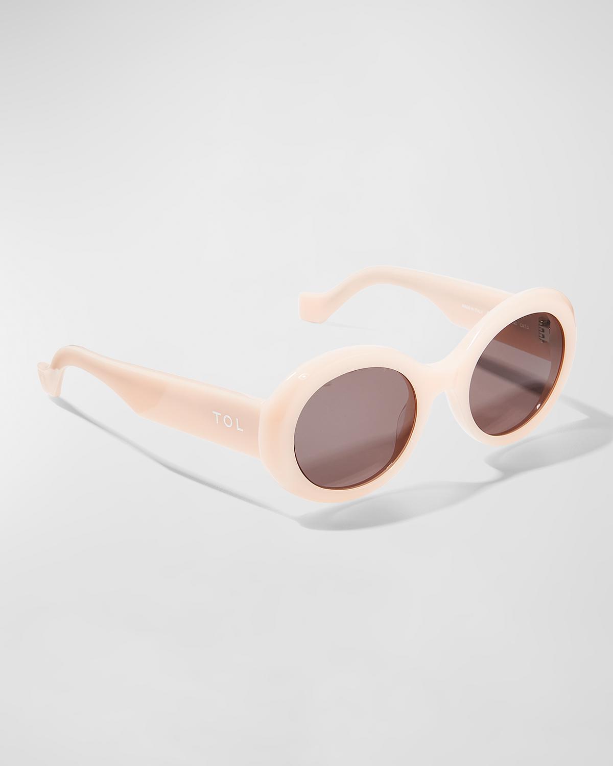 TOL Eyewear Double Round Sunglasses in Honey TOL Eyewear Incognito Round Acetate Sunglasses - Bergdorf  main image 2