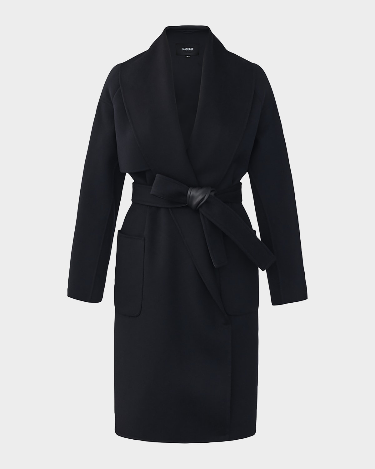 Mackage Thalia Belted Wool Coat In Black