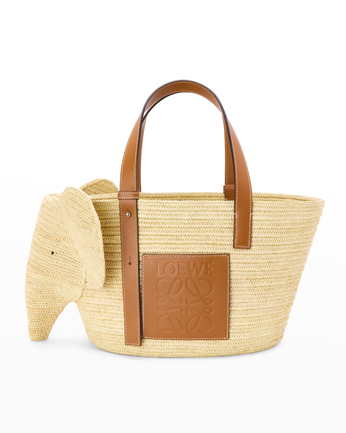 Loewe Elephant Raffia Basket Tote Bag