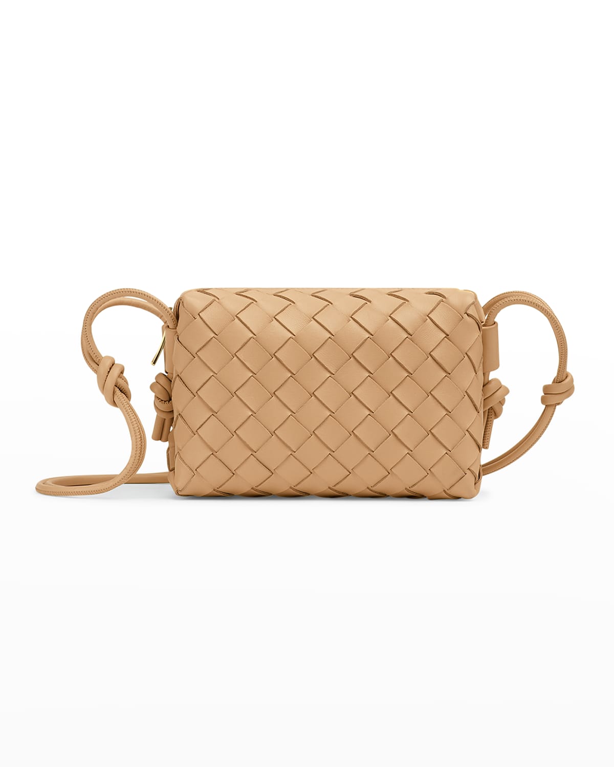 Bottega Veneta Loop Mini Intrecciato Crossbody Bag In Almond