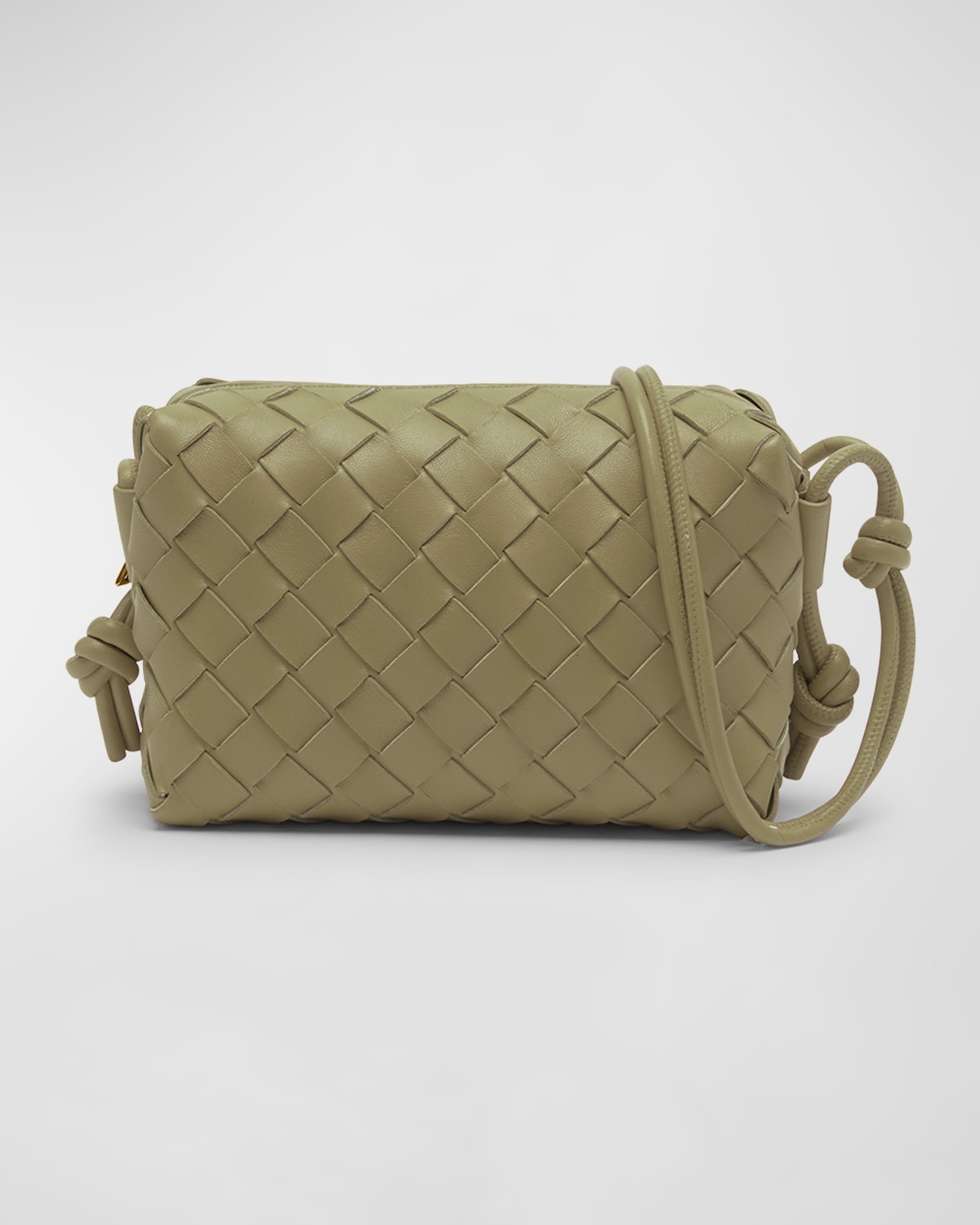 Bottega Veneta Womens Travertine-gold Loop Mini Intrecciato Leather Cross-body Bag In Travertine-gold