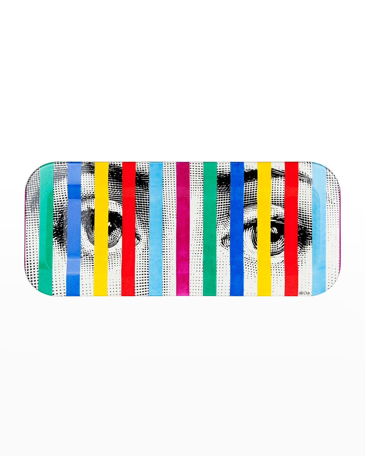 Shop Fornasetti Face Stripes Tray, 9.8" X 23.63" In Multi