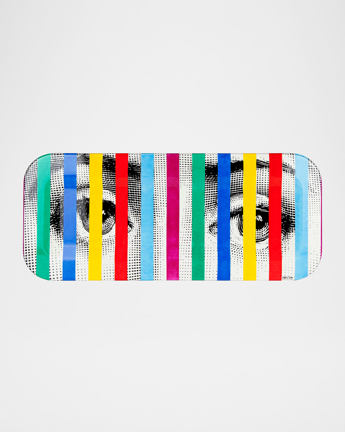 Shop Fornasetti Face Stripes Tray, 9.8" X 23.63" In Multi