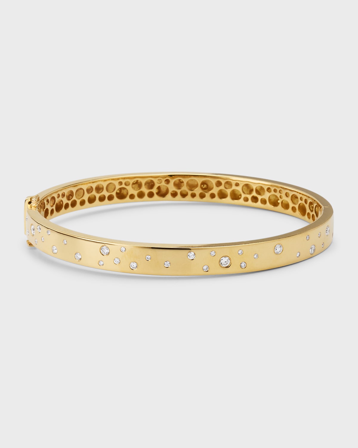64 Facets 18k Yellow Gold Diamond Bangle Bracelet