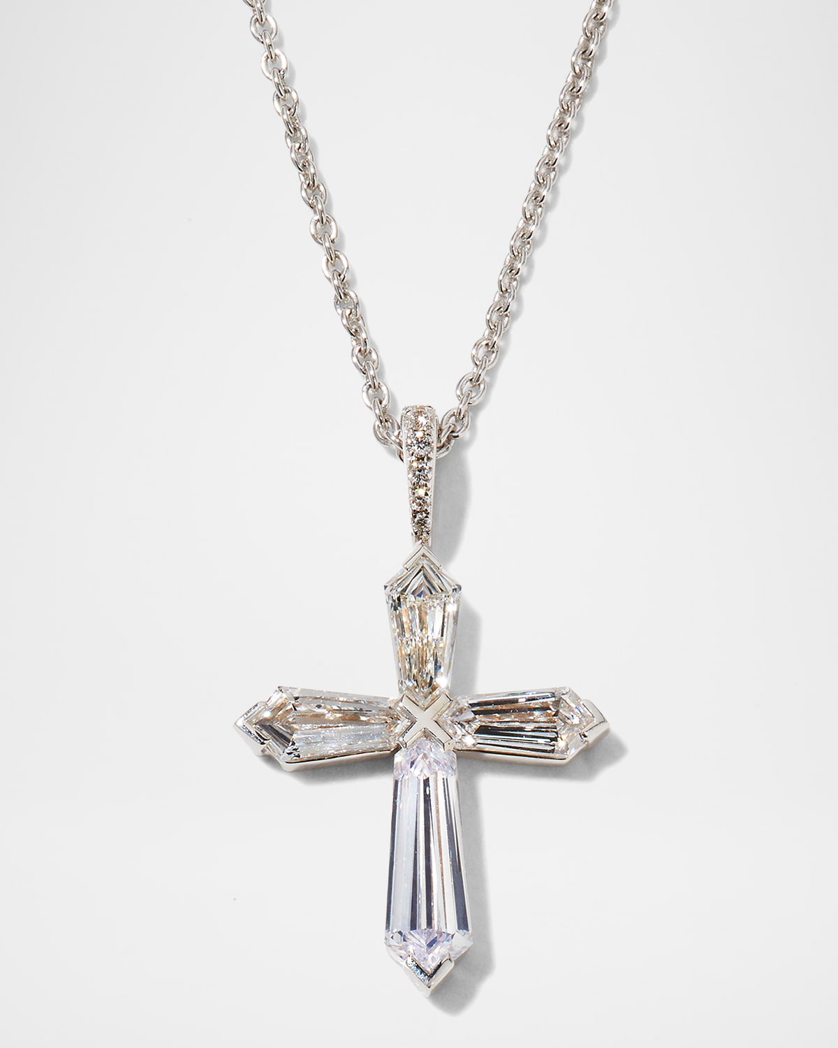 Platinum Free-Floating Diamond Necklace, 32"L