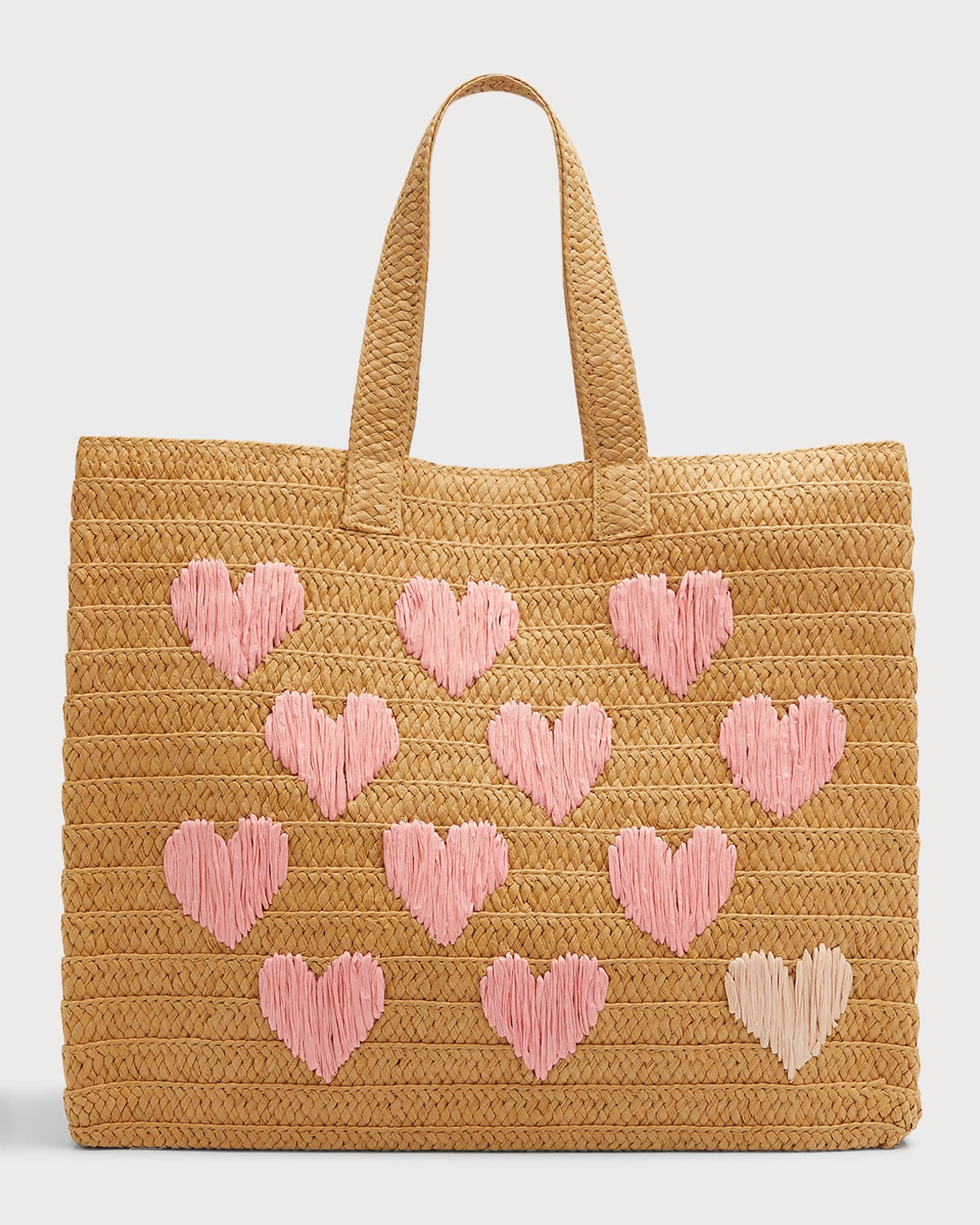 Btb Los Angeles Embroidered Heart Beach Tote Bag In Sand Coral