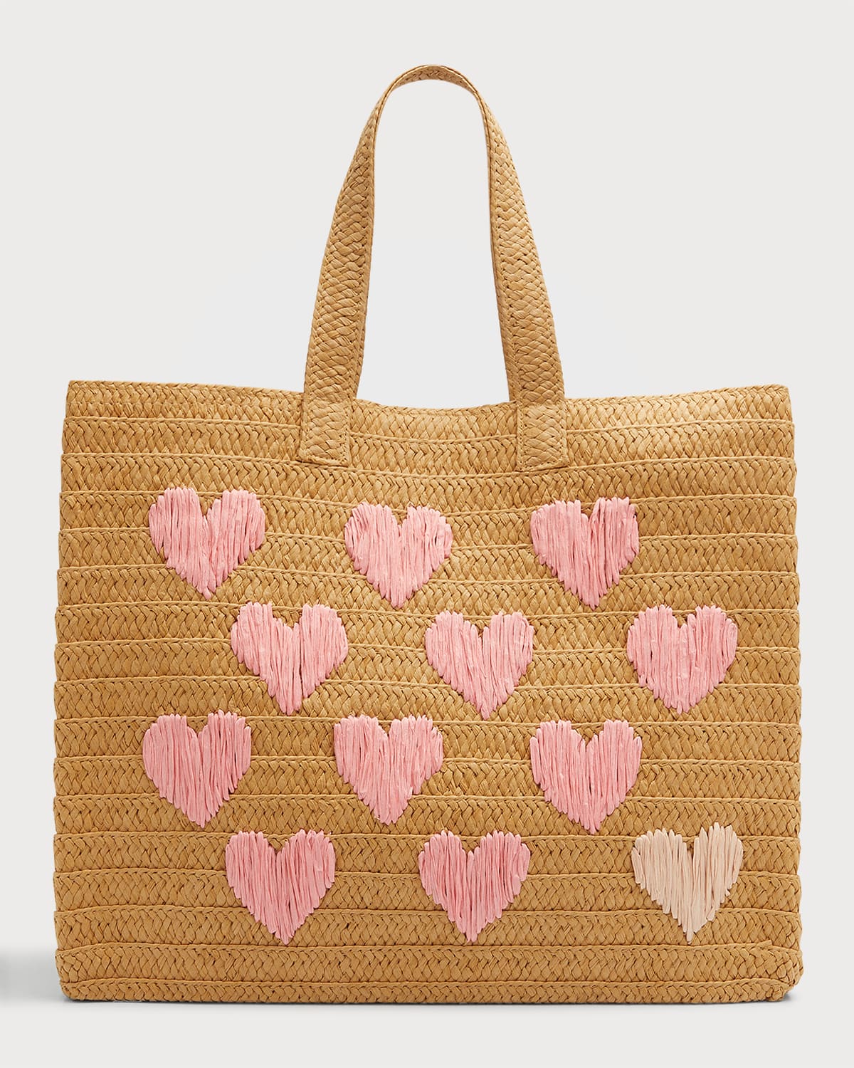 Embroidered Heart Beach Tote Bag