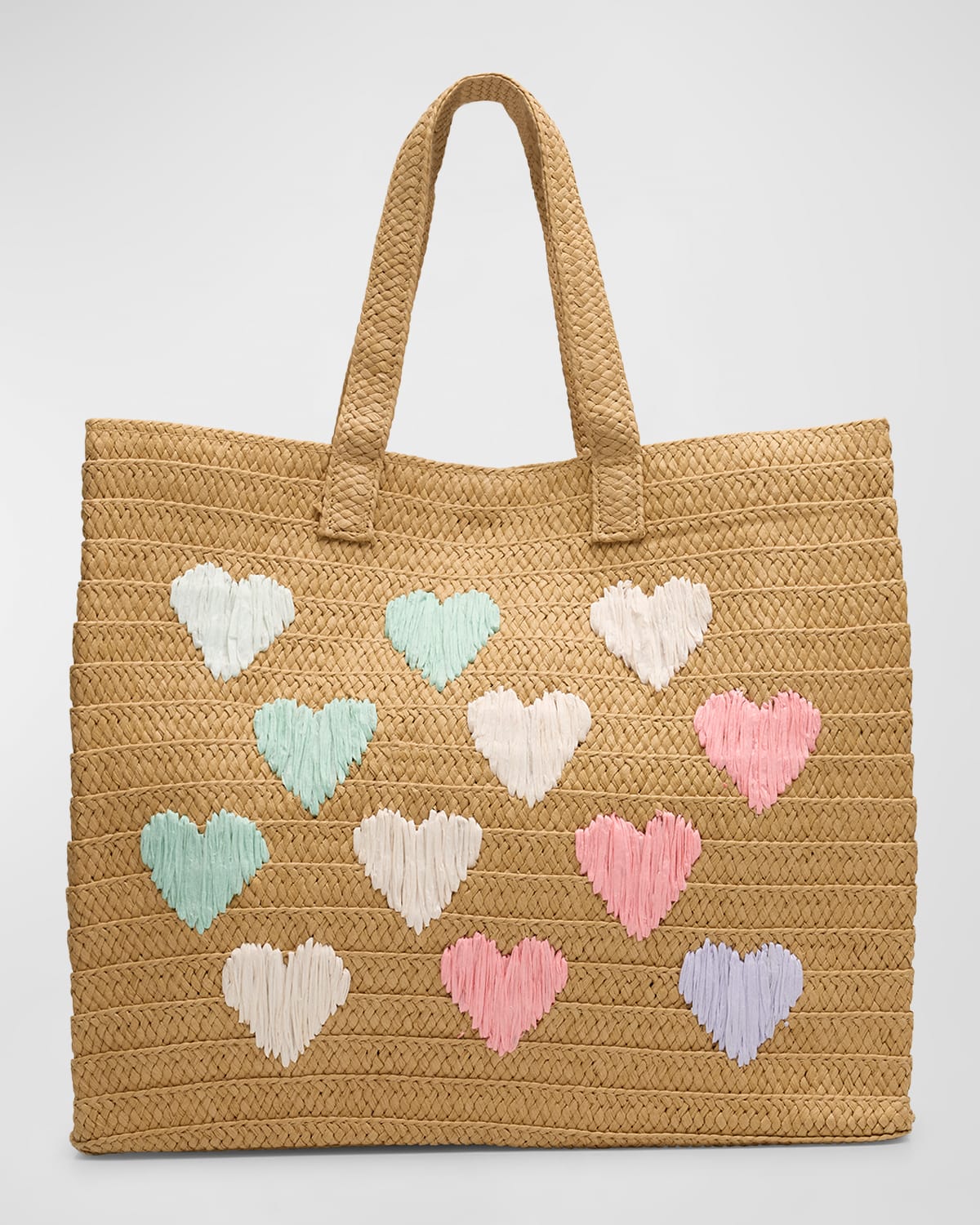 Embroidered Heart Beach Tote Bag