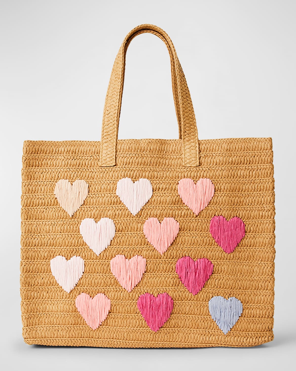 Btb Los Angeles Embroidered Heart Beach Tote Bag In Sand Pink Rainbo