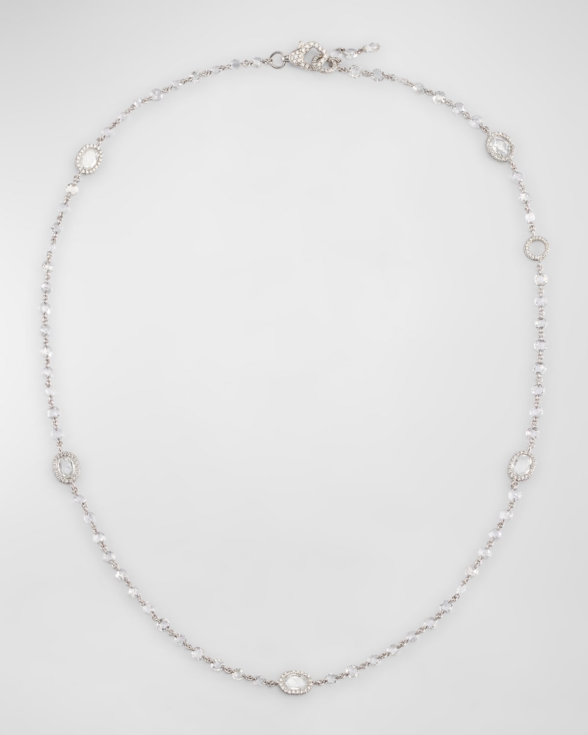 Shop 64 Facets 18k White Gold Rose-cut Diamond Necklace, 17"l