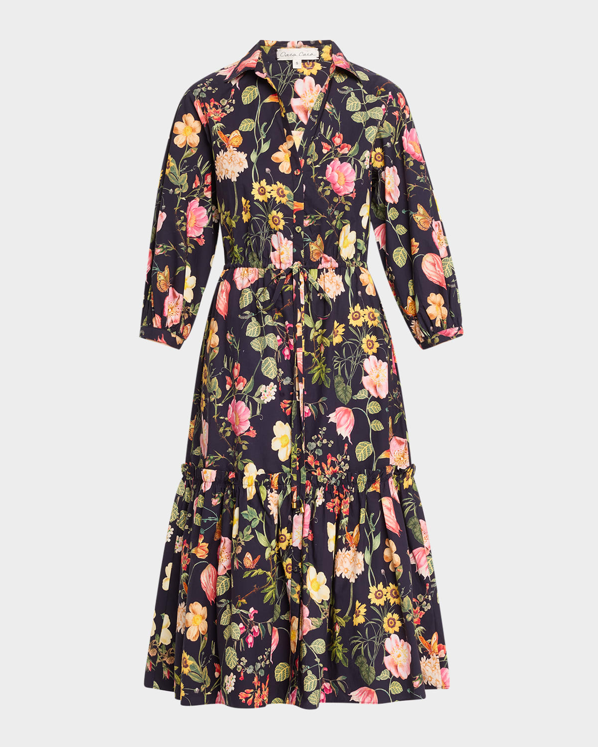Hutton Puff-Sleeve Midi Shirtdress