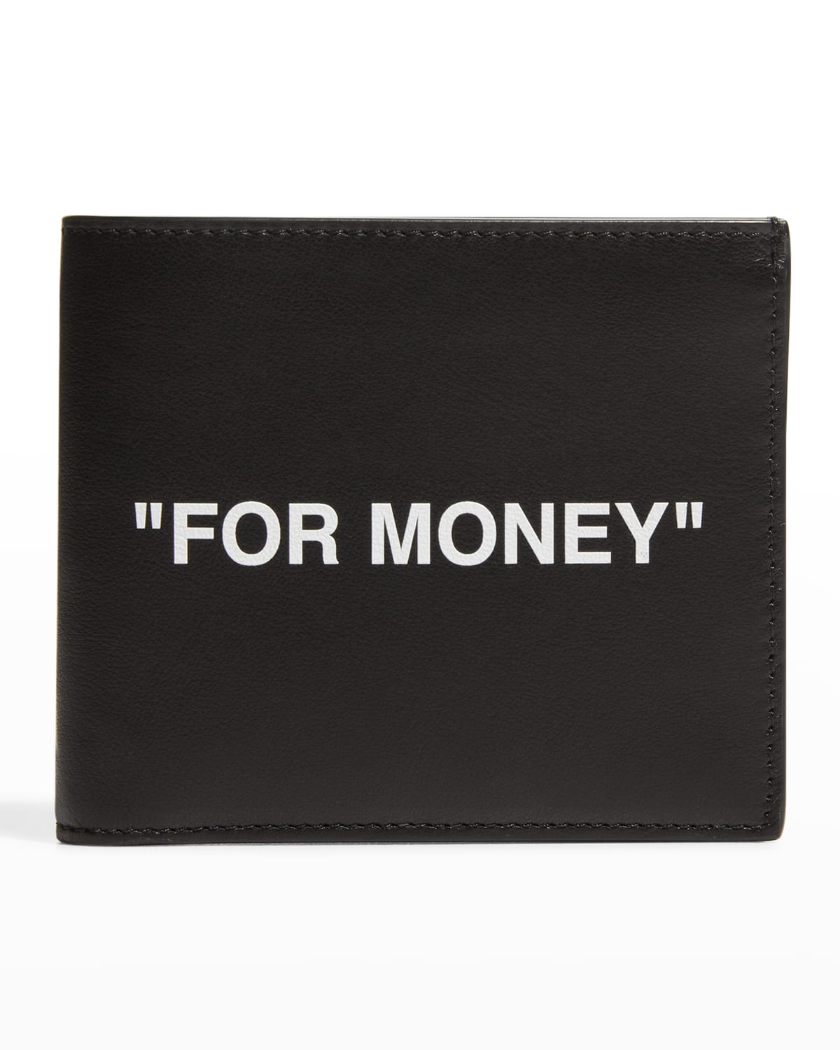 Off-white Men's "for Money" Leather Bifold Wallet In Black