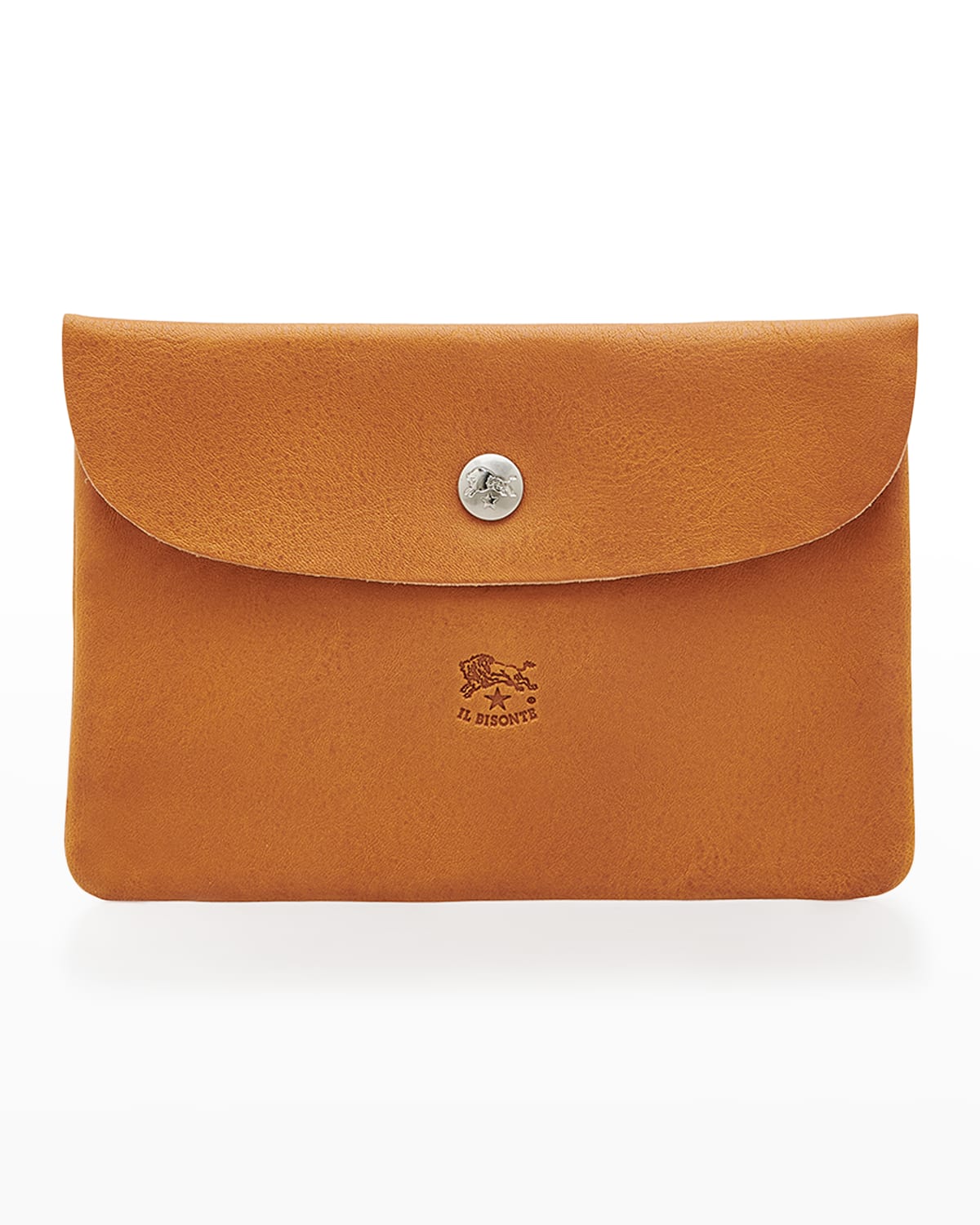 Il Bisonte Unisex Leather Snap Pouch In Vintage Cognac