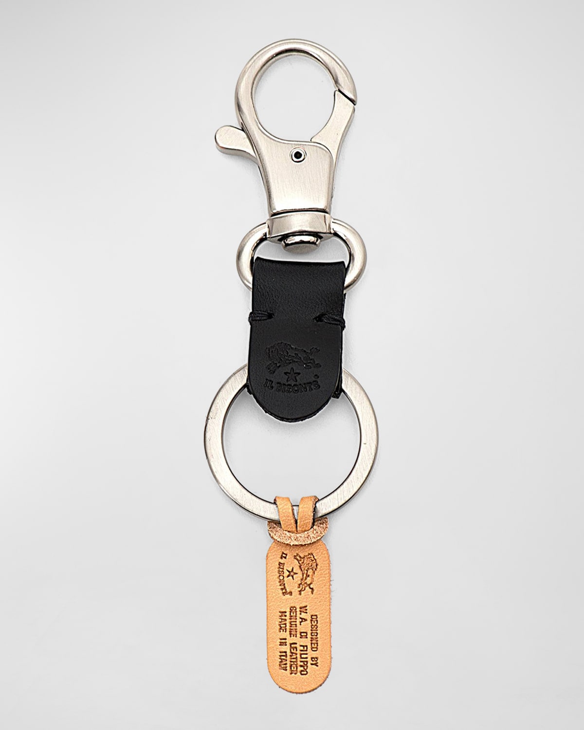 Unisex Double Leather Keyring In Neutral