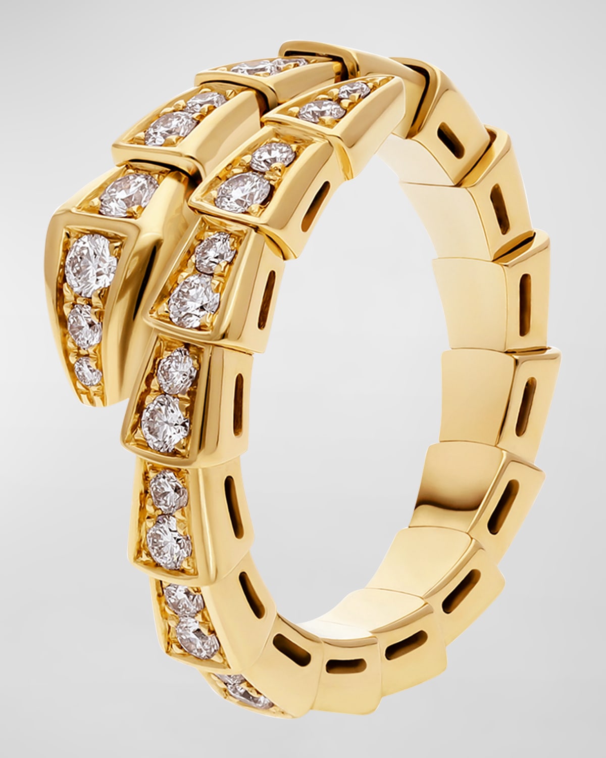 Serpenti Viper Ring in Yellow Gold and Diamonds, Size XL