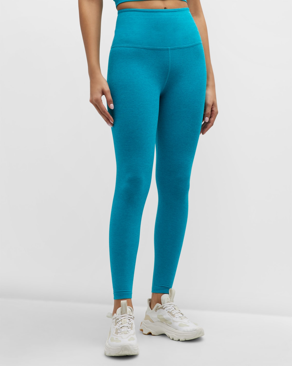 Beyond Yoga Focus Cropped Space Dye Tank Top In Peacock Blue Heat