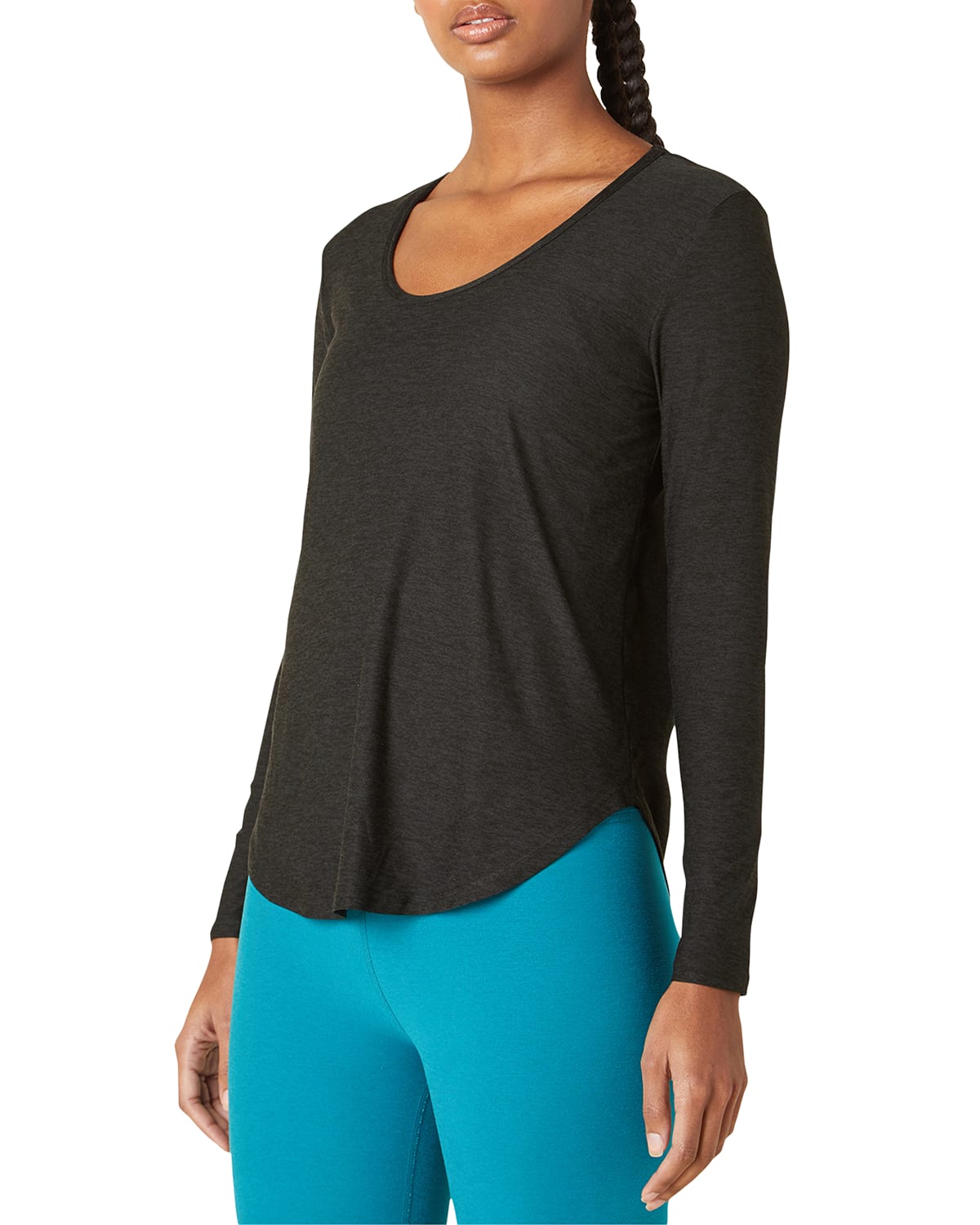 Scooped Long-Sleeve Pullover Top