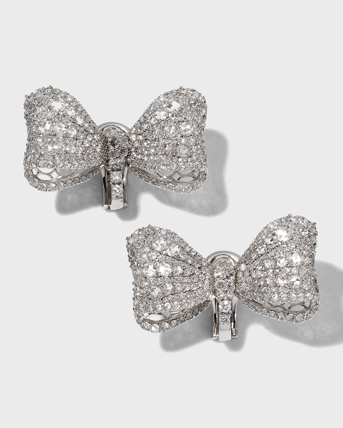 18k White Gold Couture Diamond Bow Earrings