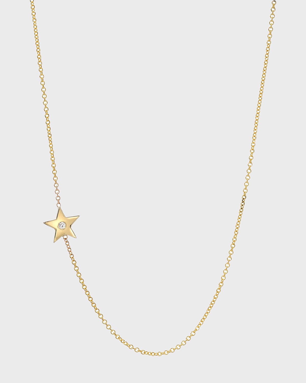 14k Gold Diamond Star Asymmetrical Necklace