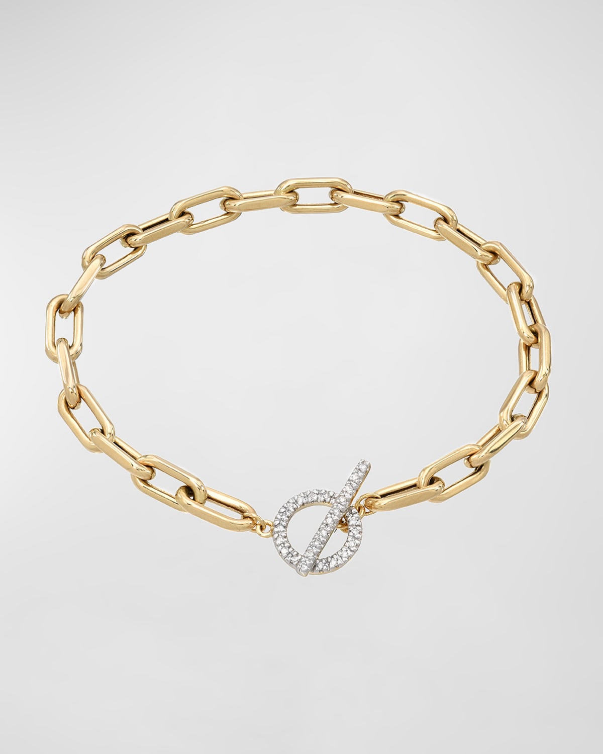 14k Gold Open-Link Chain Bracelet w/ Diamond Toggle