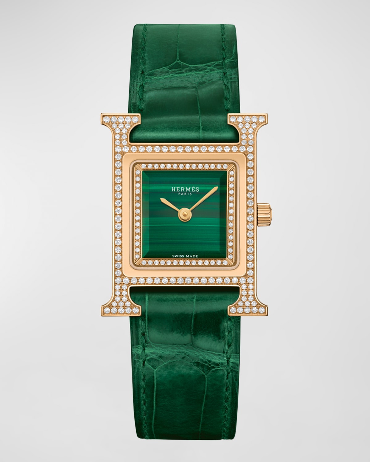 Herm S Heure H Watch, Small Model, 25 Mm In Green