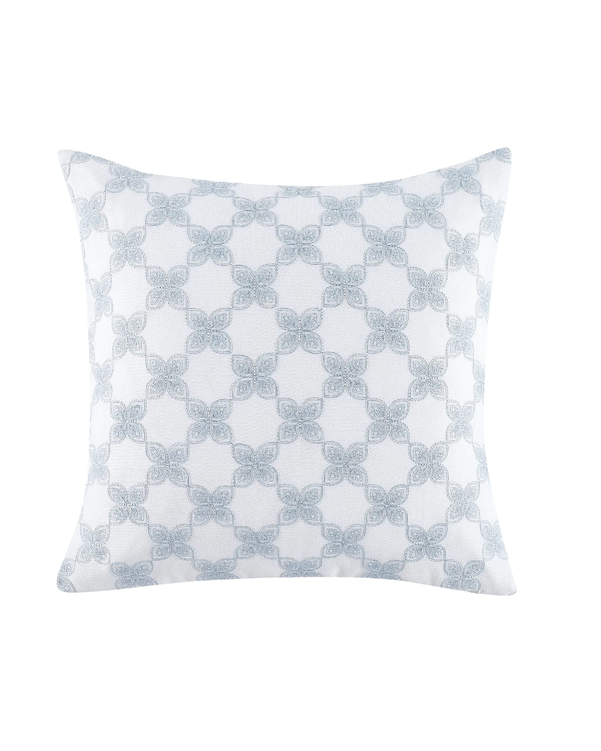 Shop Charisma Cellini Embroidered Floral Geo Pillow In White And Blue