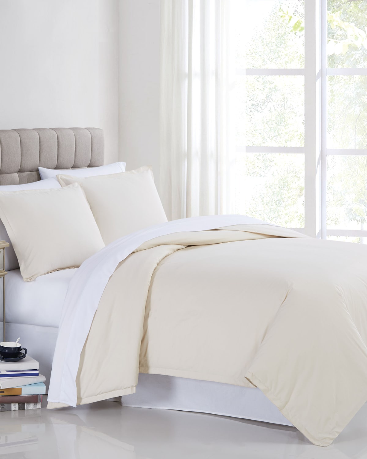 Charisma 3-piece 400-thread Count Percale Full/queen Duvet Set, Almond Milk